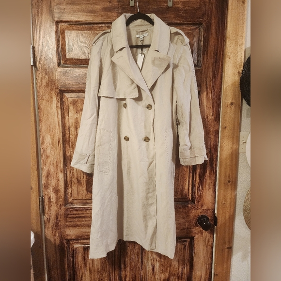 Chicos Double Breasted Trench Coat Size L w/belt - Picture 2 of 12